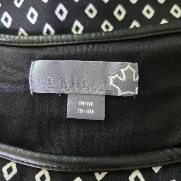 SEARS Black & White Lined Dress M - Picture 4 of 6